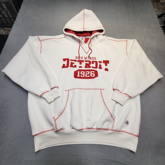 Detroit Redwings Hoodie Mens XL White NHL Hockey Pullover Sweatshirt Long Sleeve - Picture 1 of 10